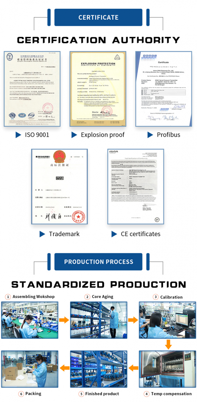고온을 위한 WNK 4-20mA 모드 버스 같은 높이의 진동판 전자 압력 스위치