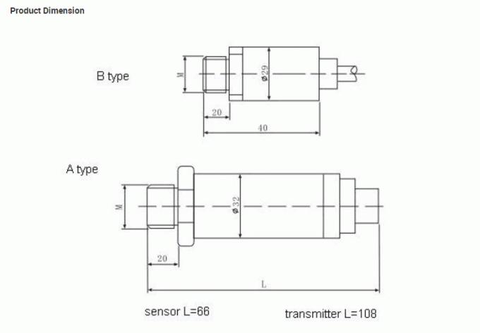 액화가스 증기를 위한 IP65 /67 4-20mA 0.5-4.5V 압력 센서